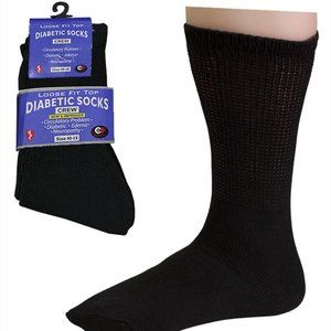NWT 24 PAIR Black Diabetic Loose Fit Socks